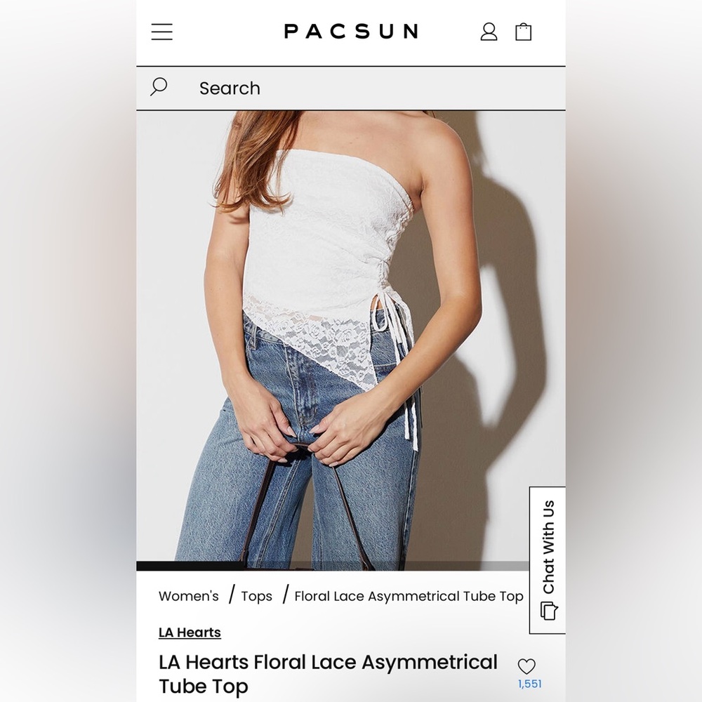 NEW Pacsun LA Hearts Floral Lace Asymmetrical Tube Top, size medium! 🤍